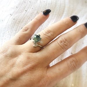 Silver Blue Crystal Ball Mermaid Tail Ring